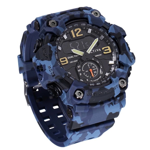 NIB Activa X Invicta BlackOps Digital Men's Watch - 56mm Camouflage Blue